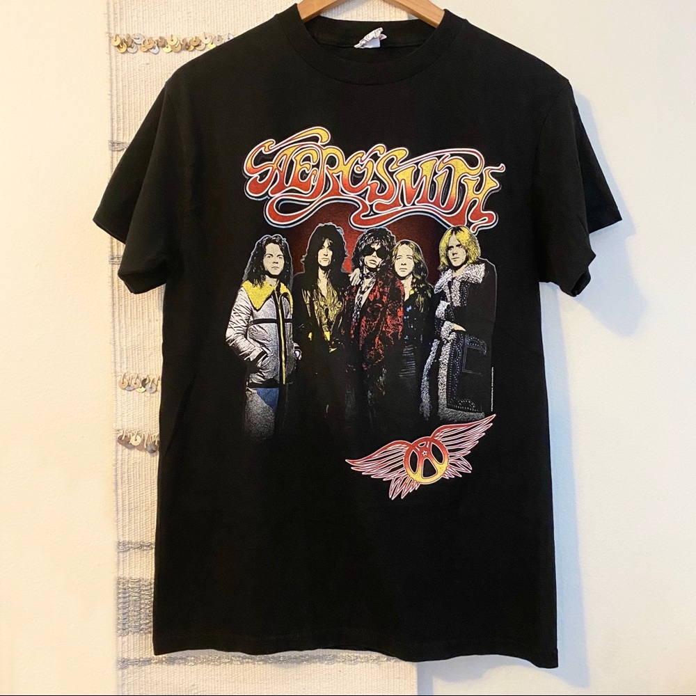 AEROSMITH Retro Vintage Band Tee Medium Black